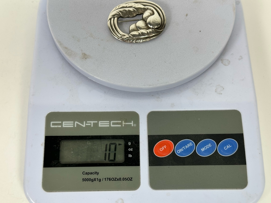 Georg Jensen Denmark Signed Sterling Silver Brooch Pin 10g [Photo 9]