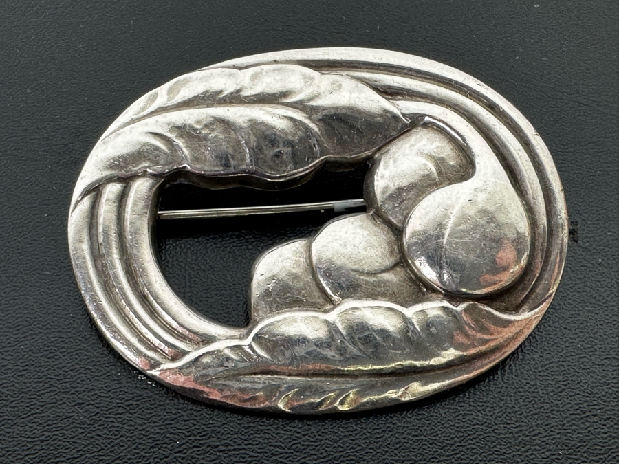 Georg Jensen Denmark Signed Sterling Silver Brooch Pin 10g [Photo 10]