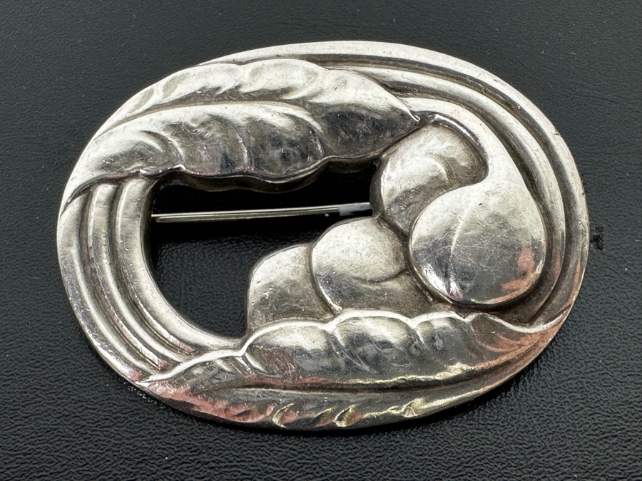 Georg Jensen Denmark Signed Sterling Silver Brooch Pin 10g [Photo 11]