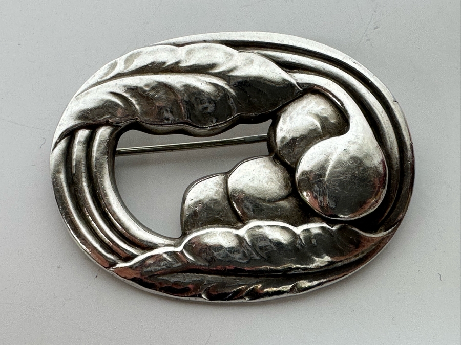 Georg Jensen Denmark Signed Sterling Silver Brooch Pin 10g [Photo 3]