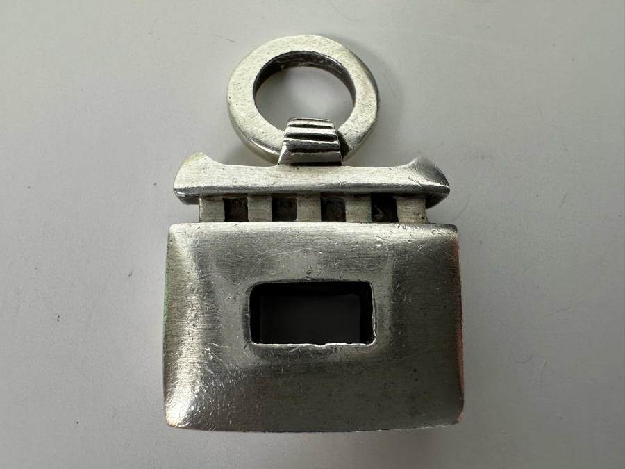 Lisa Jenks Heavy Sterling Silver Signed Modernist Pendant 17g [Photo 5]