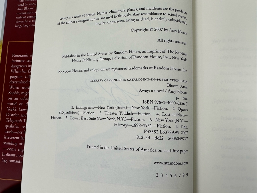 Signed Book Away By Amy Bloom [Photo 6]