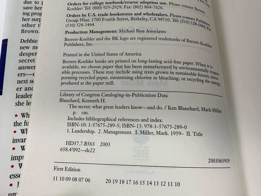 Signed Book The Secret By Ken Blanchard [Photo 4]