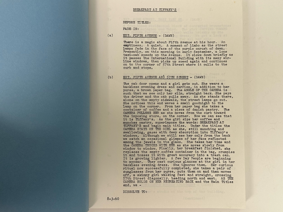 1994 Reprint Script Of Breakfast At Tiffany’s Audrey Hepburn [Photo 3]