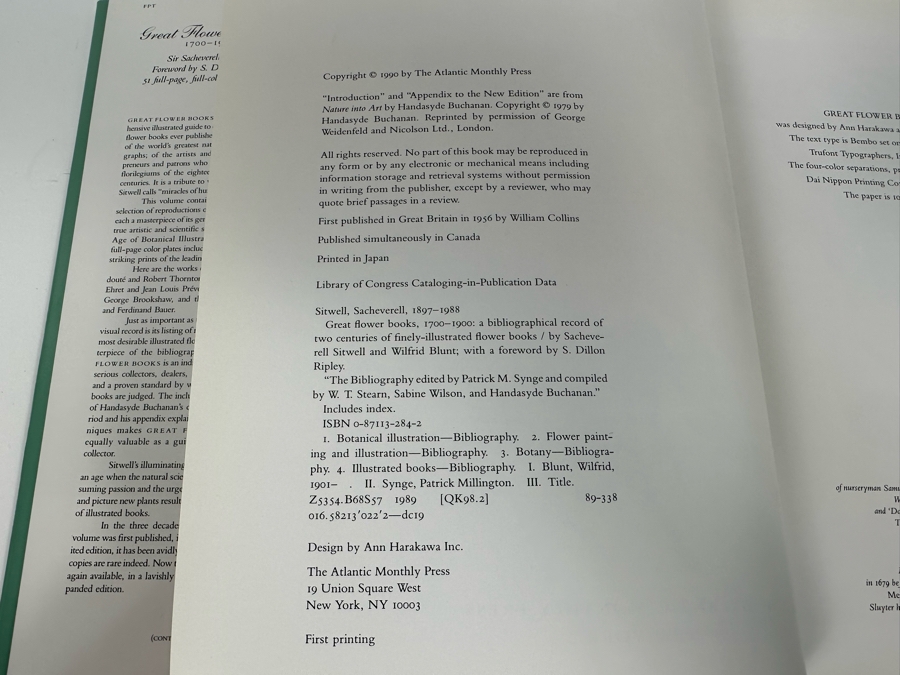 First Printing Book Great Flower Book 1700-1900 By Sacheverell Sitwell [Photo 6]