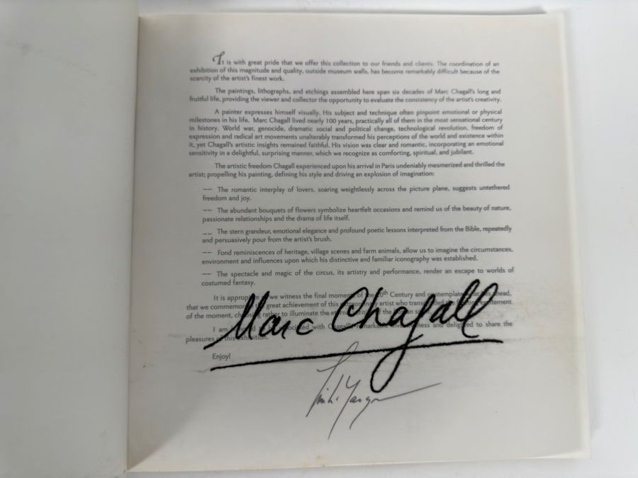 Limited Edition Of 2,000 Marc Chagall Artwork Catalog Book From Timothy Yarger Fine Art Gallery [Photo 5]