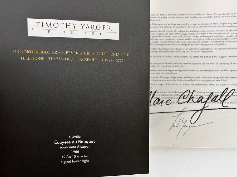 Limited Edition Of 2,000 Marc Chagall Artwork Catalog Book From Timothy Yarger Fine Art Gallery [Photo 4]