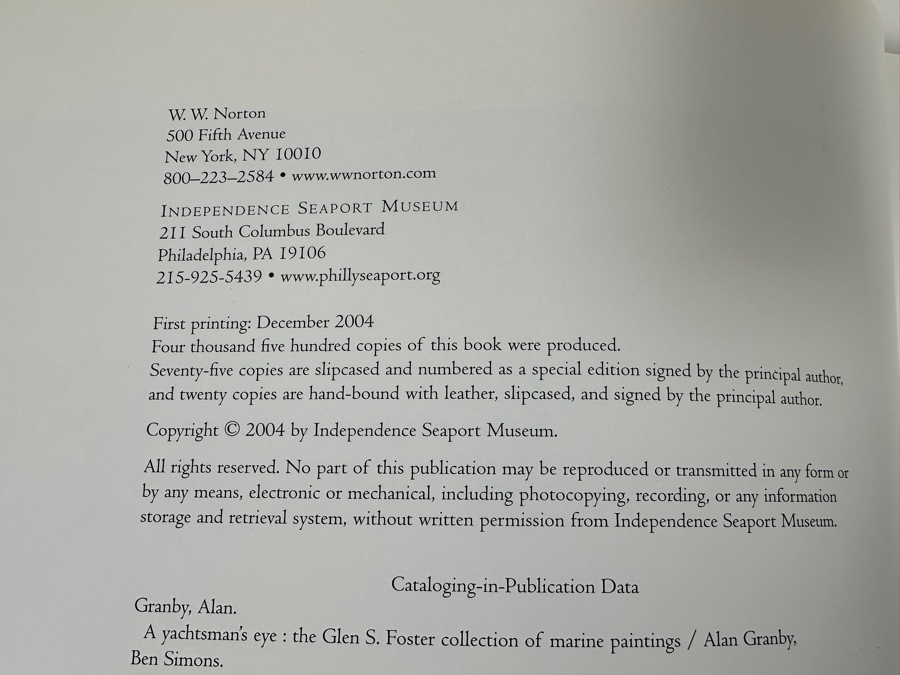 First Printing Book A Yachtsman’s Eye The Glen S. Foster Collection Of Marine Paintings Retails $75 [Photo 8]