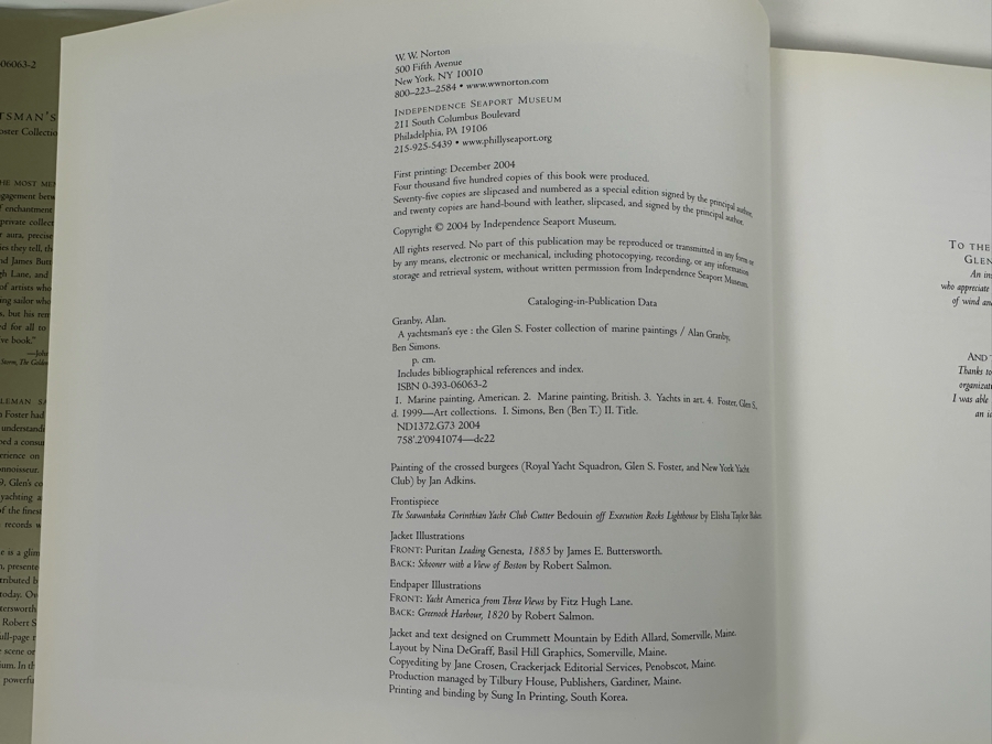 First Printing Book A Yachtsman’s Eye The Glen S. Foster Collection Of Marine Paintings Retails $75 [Photo 7]