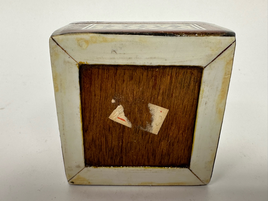 Vintage Inlaid Bone Indian Box 2.5W X 2.5D X 1.5H And Love Ring [Photo 10]