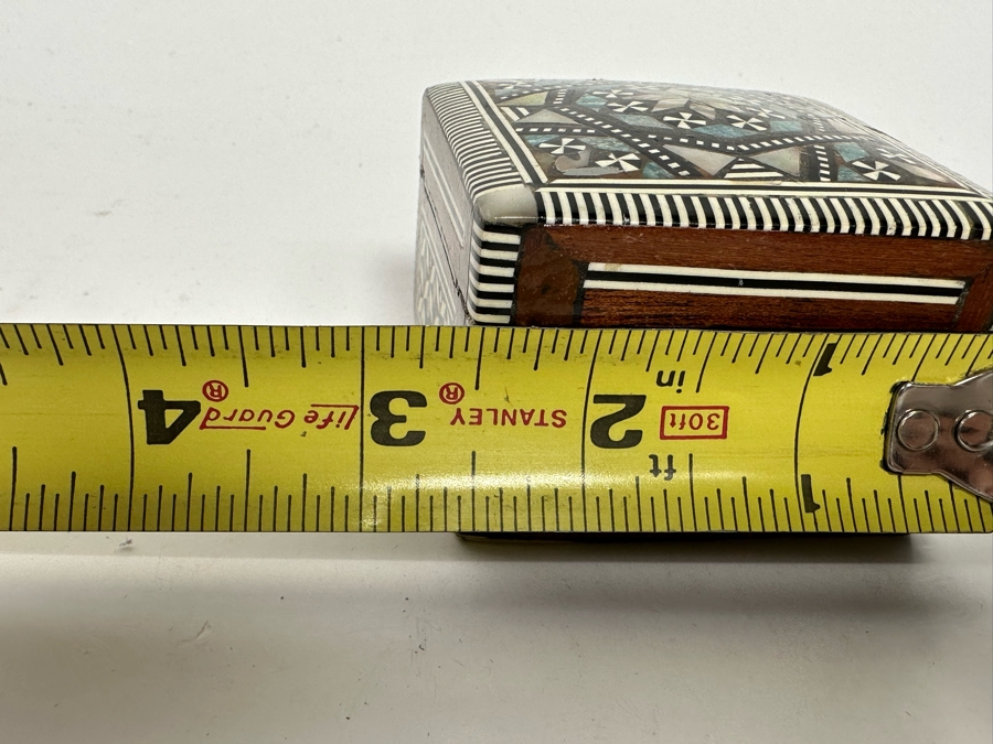 Vintage Inlaid Bone Indian Box 2.5W X 2.5D X 1.5H And Love Ring [Photo 12]