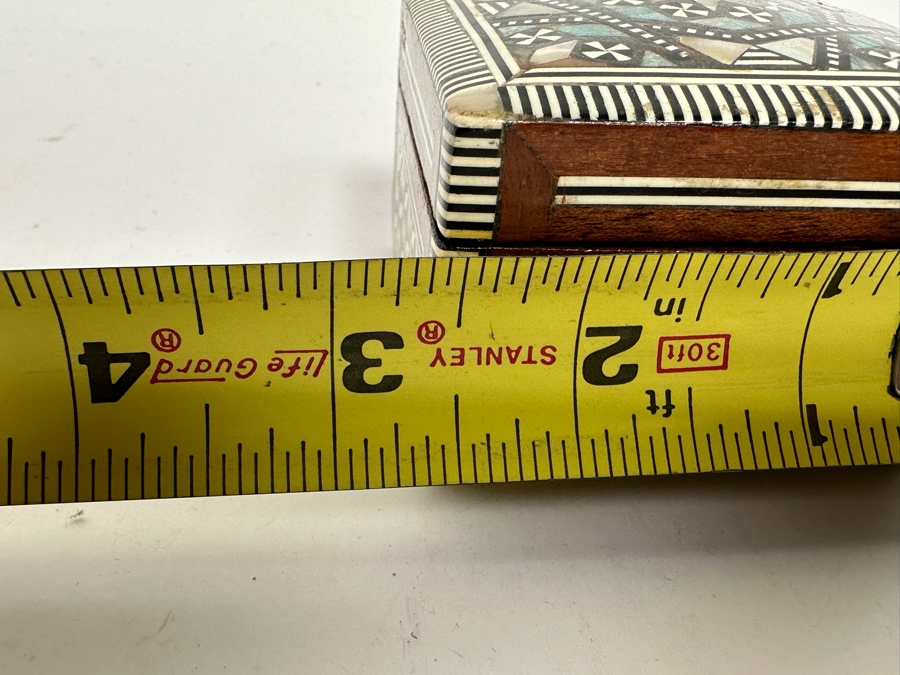 Vintage Inlaid Bone Indian Box 2.5W X 2.5D X 1.5H And Love Ring [Photo 11]