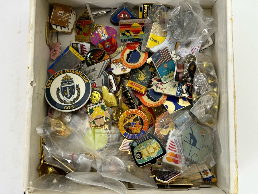 Collection Of Various Pins And Buttons Mainly Olympic Pins [Photo 1]