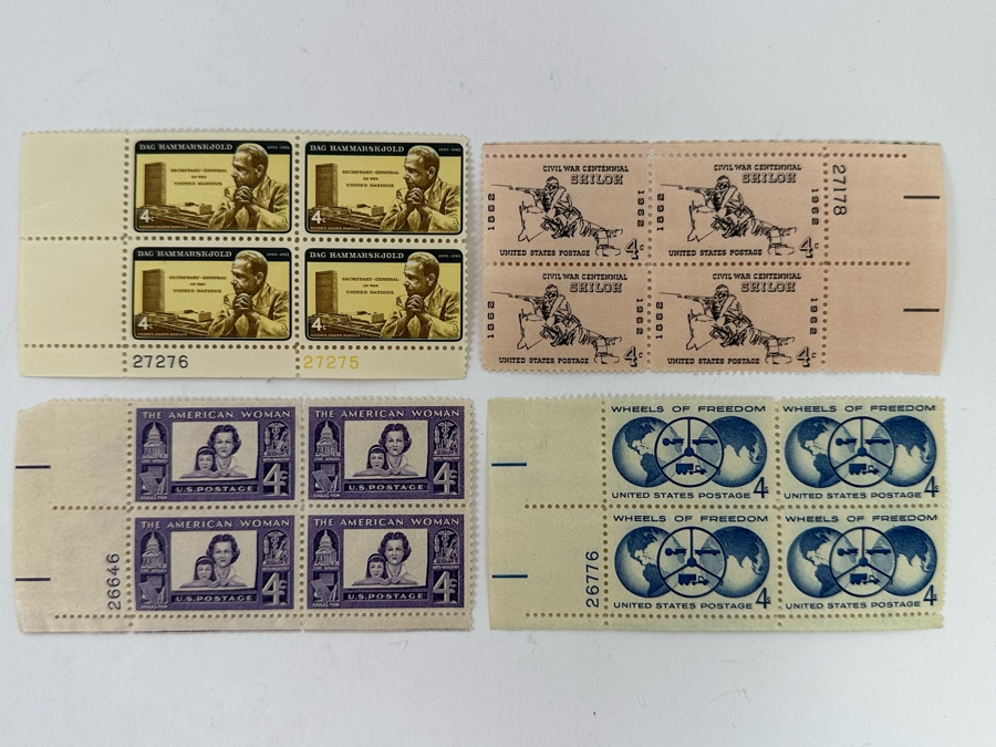 Mint Mid-Century Postage Stamp Blocks