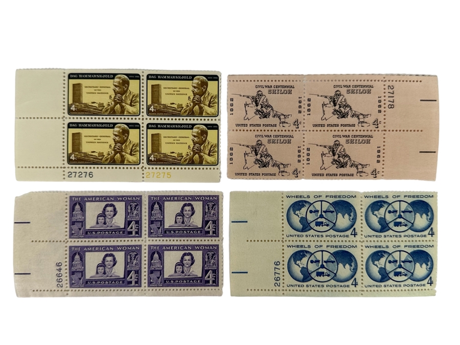 Mint Mid-Century Postage Stamp Blocks