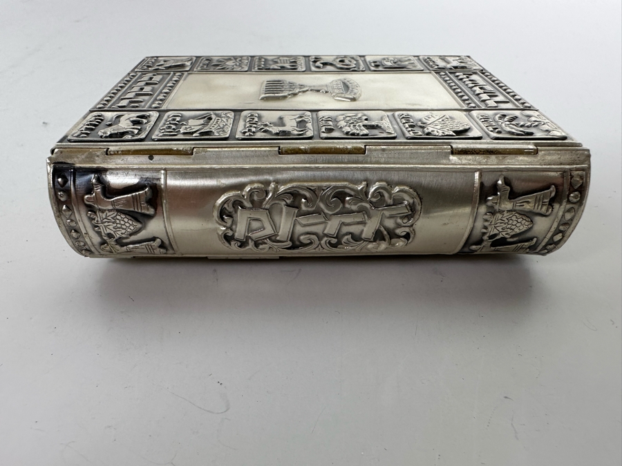 Vintage Silver-Plated Ornate Jewish Hebrew / English Bible Siddur Avodat Prayer With Turquoise [Photo 5]