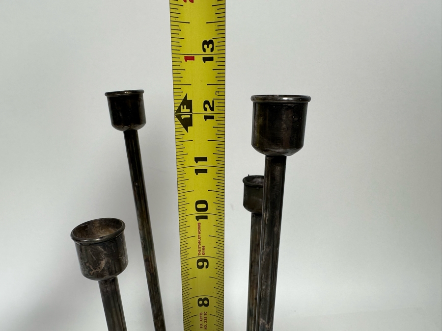 Lino Sabattini Signed Mid-Century Modern Candle Holders, A Pair Made In Italy Fiamma 12.5H [Photo 11]