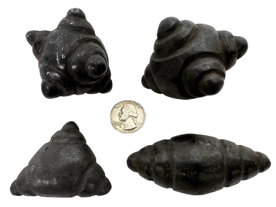 Set Of Four Vintage Jiwaya Chumpi Meteorite Stones Peruvian Shaman Ceremonial Stones