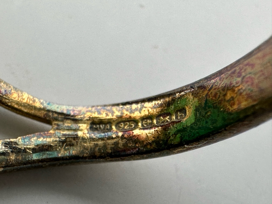 Vintage Birmingham English Sterling Silver Ring Hallmarked MVA Size 7 1/4 10.1g [Photo 17]