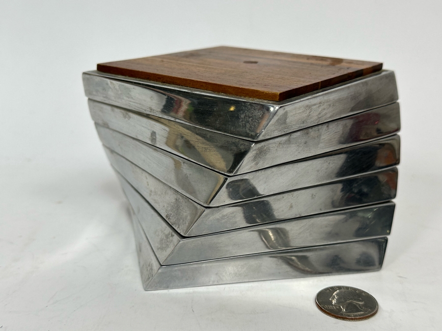 Nambe Twist Coaster Set By Lou Henry MT0021 6-Piece 4W X 3H [Photo 3]