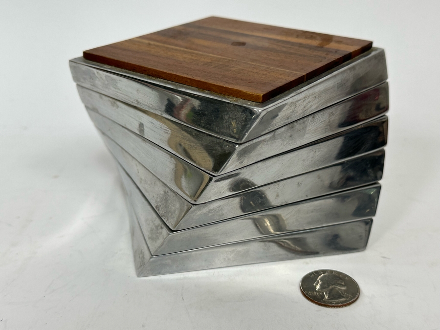 Nambe Twist Coaster Set By Lou Henry MT0021 6-Piece 4W X 3H [Photo 2]