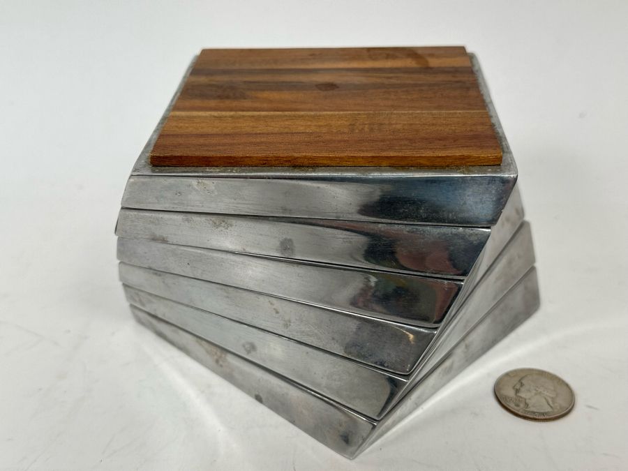 Nambe Twist Coaster Set By Lou Henry MT0021 6-Piece 4W X 3H [Photo 6]