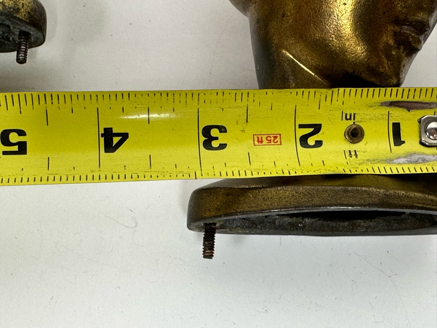 Pair Of Art Deco Gold Tone Metal Woman Busts Heads Statues 3 X 5 [Photo 13]