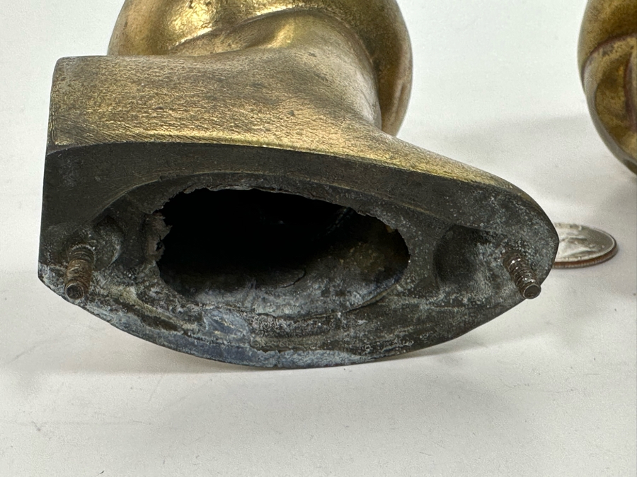 Pair Of Art Deco Gold Tone Metal Woman Busts Heads Statues 3 X 5 [Photo 10]