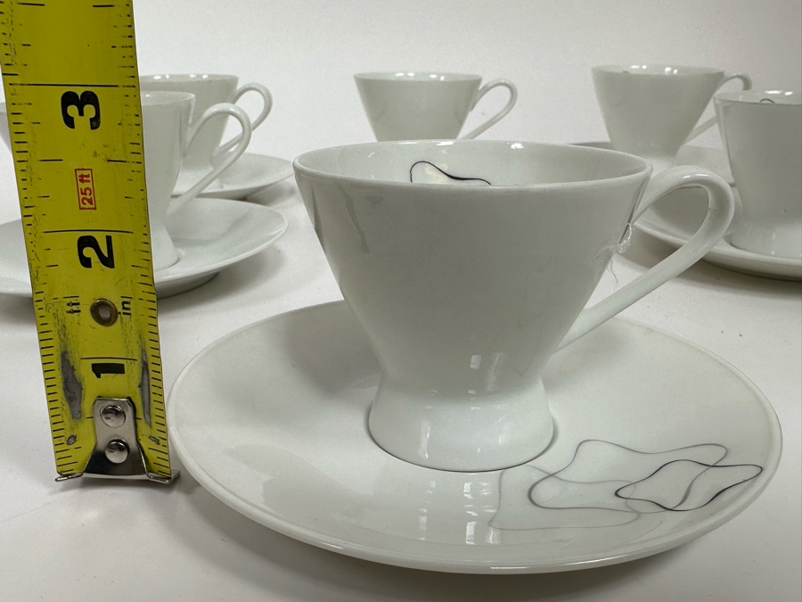 Raymond Lowry For Rosenthal Mid-Century (6) Cups And Saucers Linear Pattern 5W X 2.5H [Photo 10]