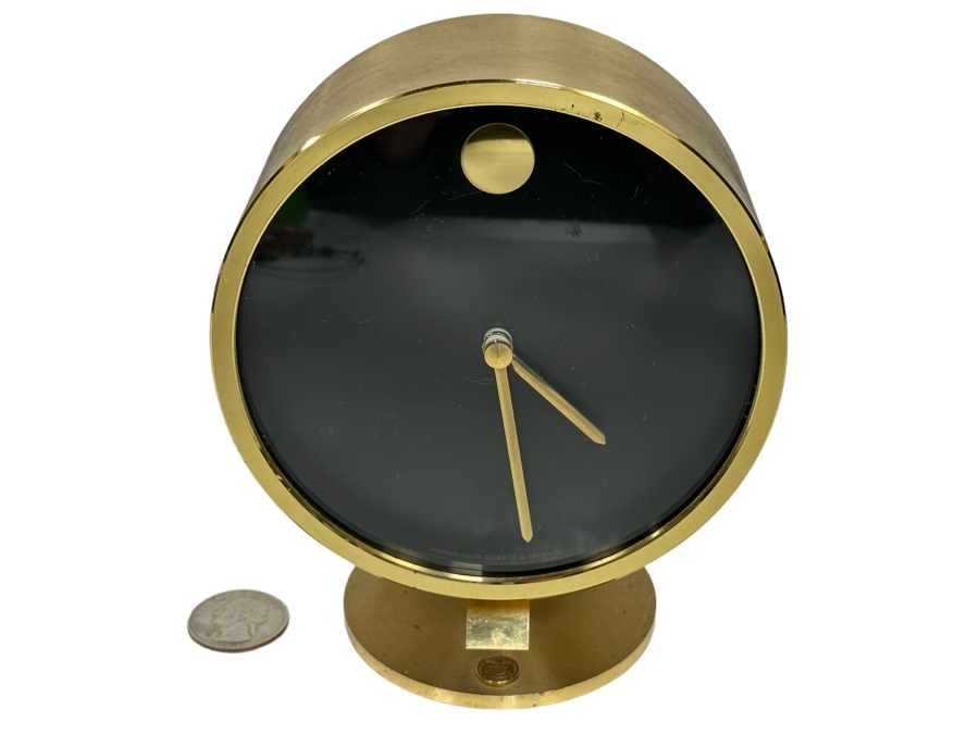 Howard Miller Quartz W. Germany Gold Tone Desk Clock 5W X 5.5H