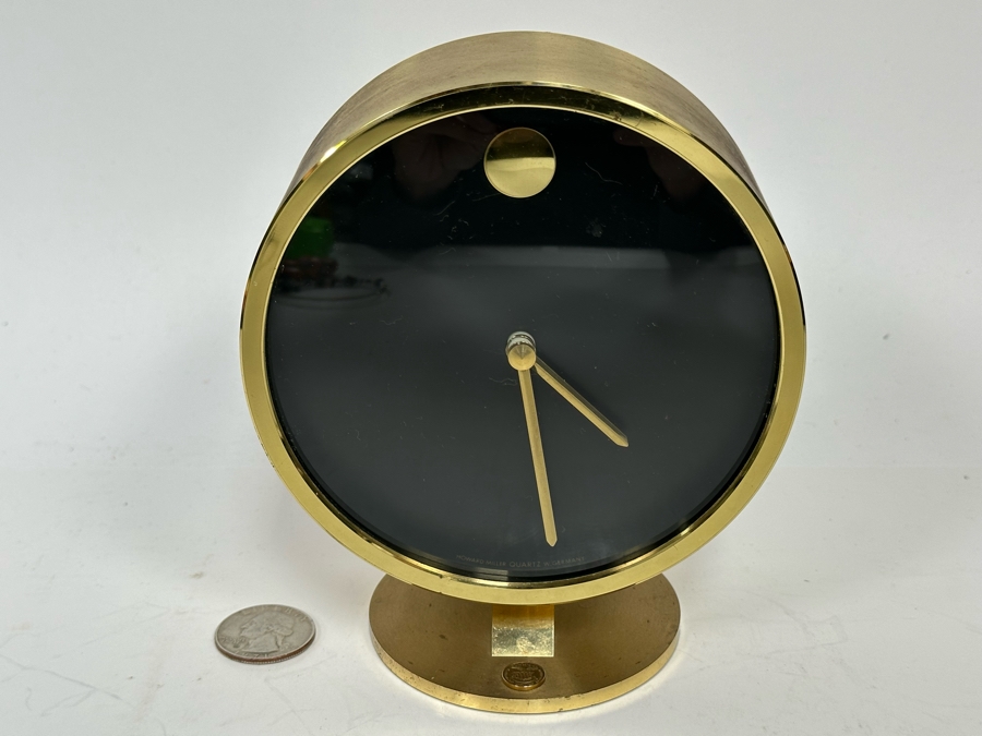 Howard Miller Quartz W. Germany Gold Tone Desk Clock 5W X 5.5H [Photo 2]