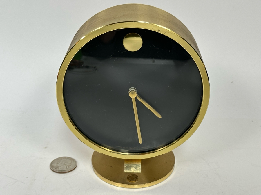 Howard Miller Quartz W. Germany Gold Tone Desk Clock 5W X 5.5H [Photo 3]