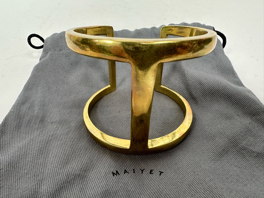 Maiyet Butterfly Open Cuff Bracelet Hand Cast Brass With 18K Gold Plating Retails $850 [Photo 3]