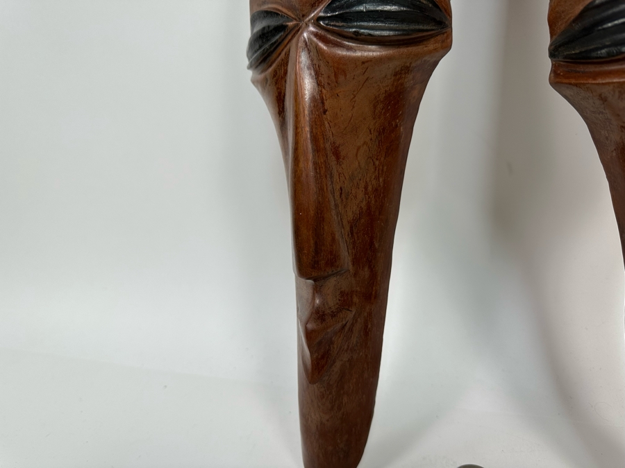 Pair Of Vintage Carved Wooden Ethnic Masks 23L X 5W [Photo 6]