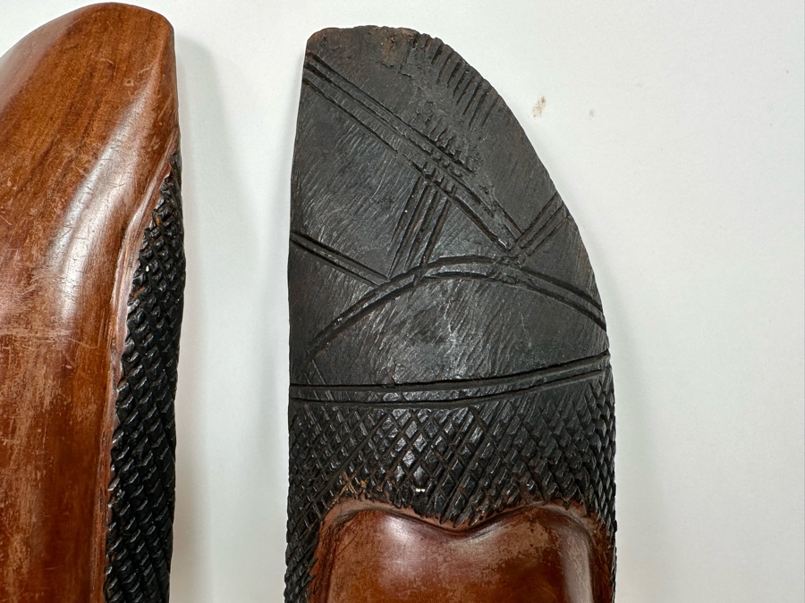 Pair Of Vintage Carved Wooden Ethnic Masks 23L X 5W [Photo 9]