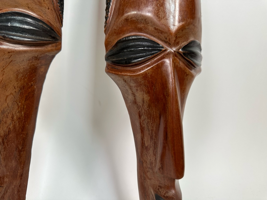 Pair Of Vintage Carved Wooden Ethnic Masks 23L X 5W [Photo 7]