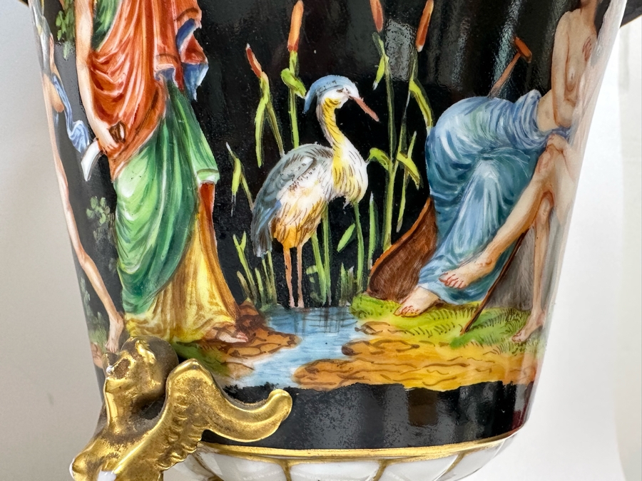 Pair Of Vintage Hand Painted Porcelain Urn Lamps 32H [Photo 26]