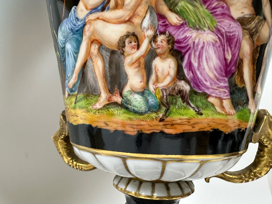 Pair Of Vintage Hand Painted Porcelain Urn Lamps 32H [Photo 24]