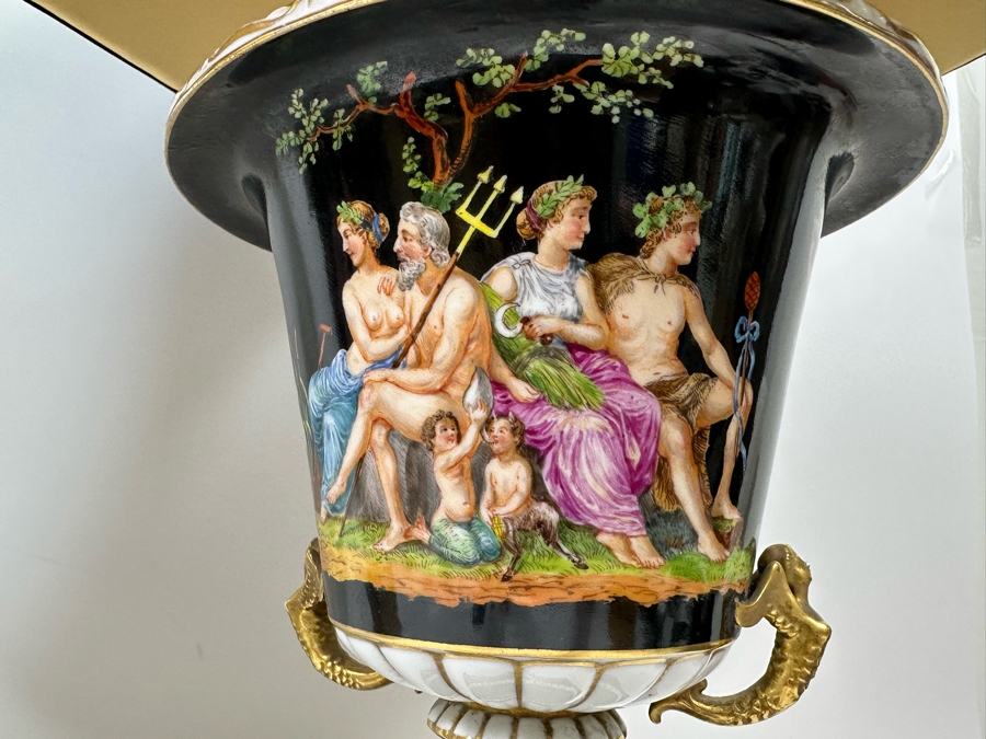 Pair Of Vintage Hand Painted Porcelain Urn Lamps 32H [Photo 22]