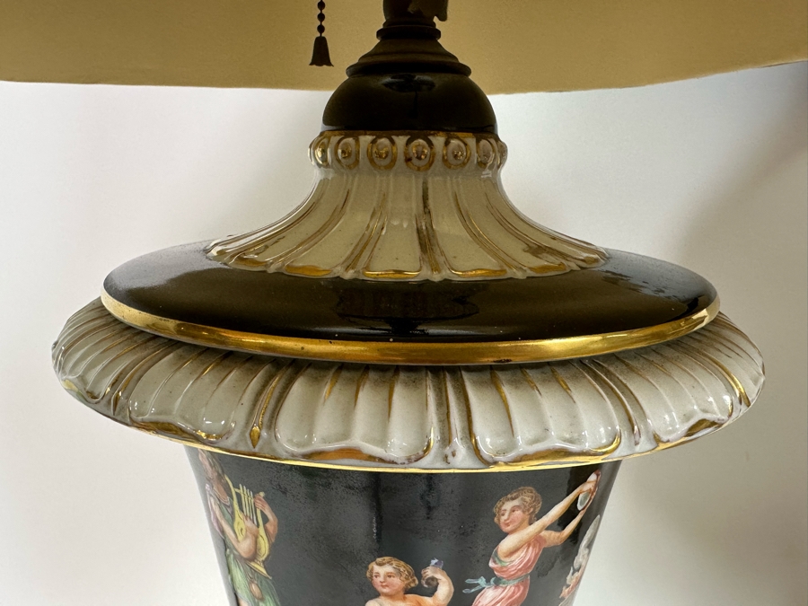 Pair Of Vintage Hand Painted Porcelain Urn Lamps 32H [Photo 17]