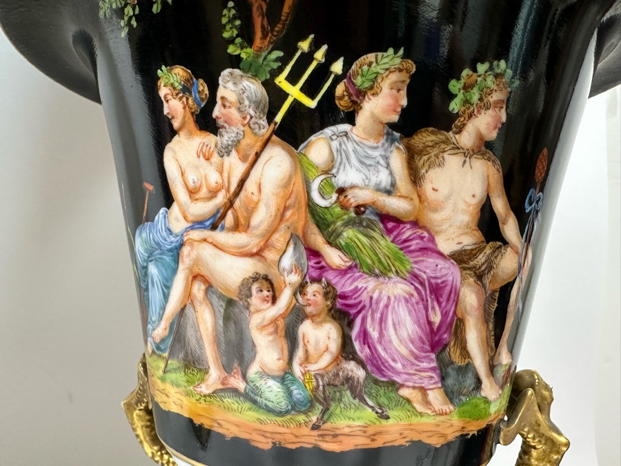 Pair Of Vintage Hand Painted Porcelain Urn Lamps 32H [Photo 23]