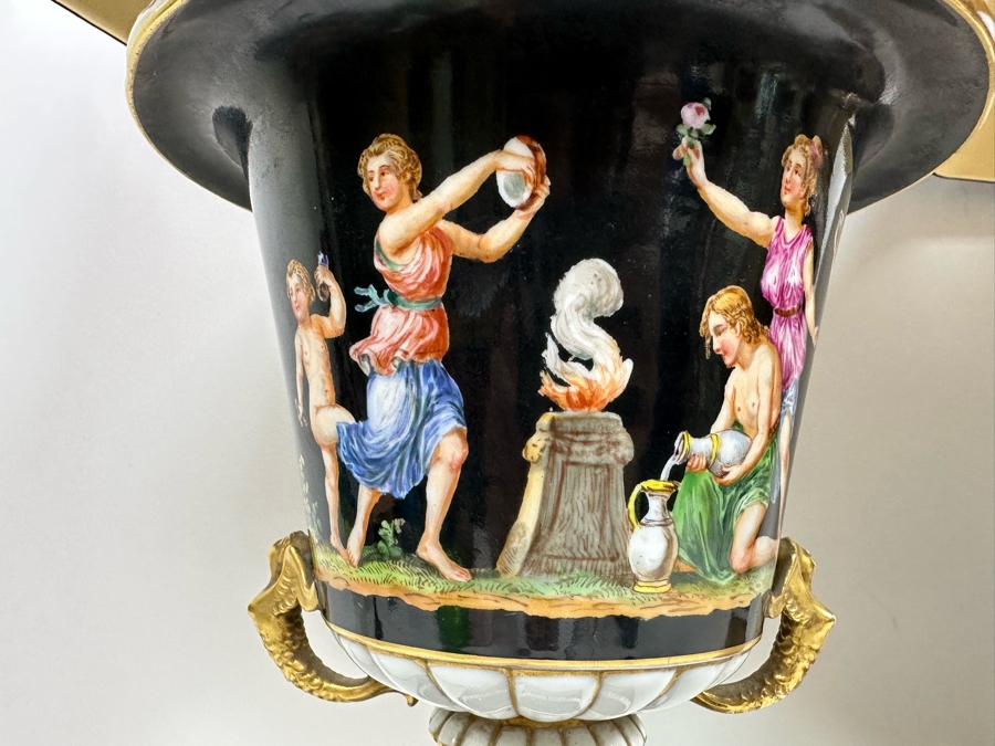 Pair Of Vintage Hand Painted Porcelain Urn Lamps 32H [Photo 15]