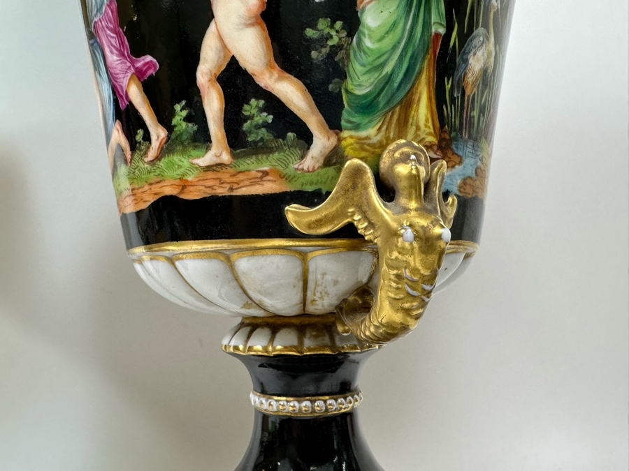 Pair Of Vintage Hand Painted Porcelain Urn Lamps 32H [Photo 28]