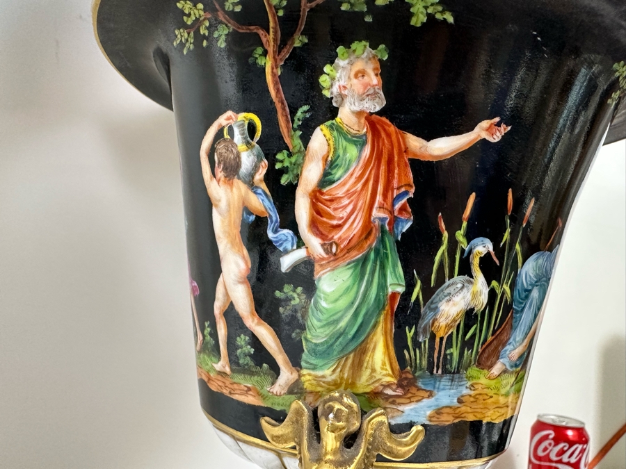 Pair Of Vintage Hand Painted Porcelain Urn Lamps 32H [Photo 27]