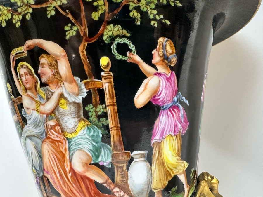 Pair Of Vintage Hand Painted Porcelain Urn Lamps 32H [Photo 7]