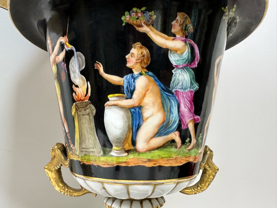 Pair Of Vintage Hand Painted Porcelain Urn Lamps 32H [Photo 19]