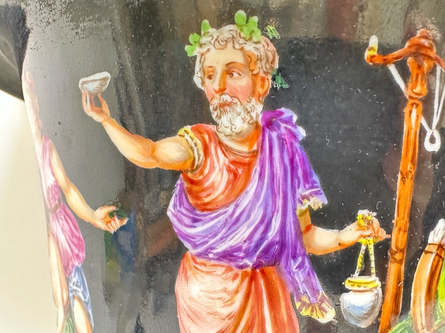 Pair Of Vintage Hand Painted Porcelain Urn Lamps 32H [Photo 11]