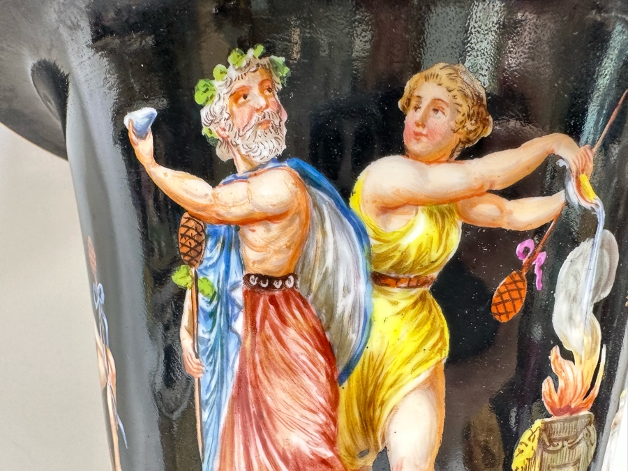 Pair Of Vintage Hand Painted Porcelain Urn Lamps 32H [Photo 21]