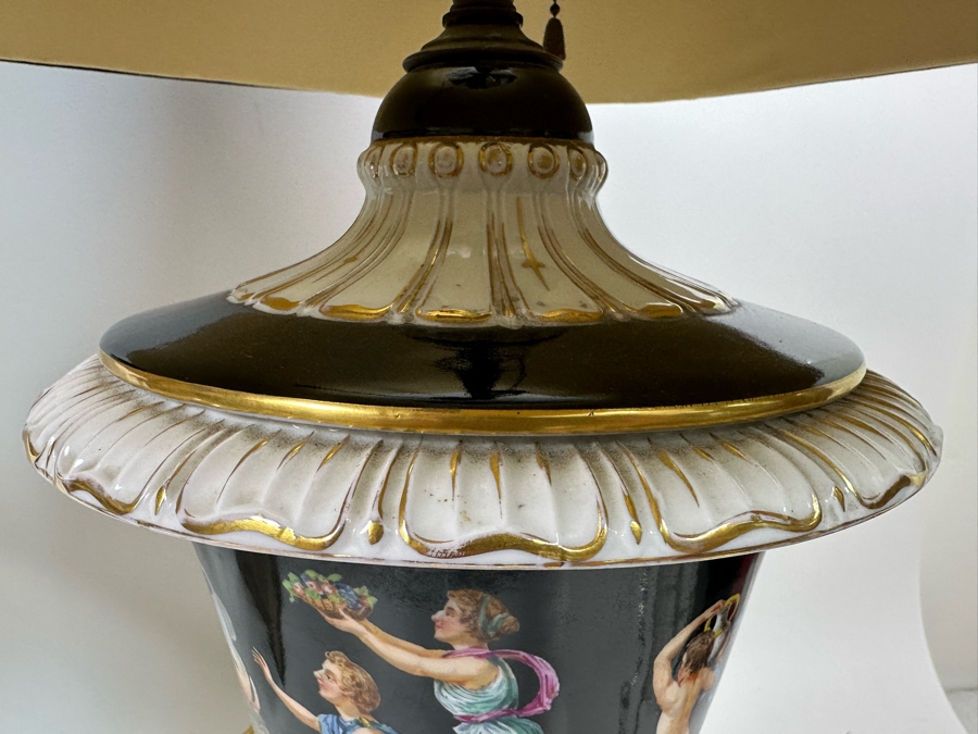 Pair Of Vintage Hand Painted Porcelain Urn Lamps 32H [Photo 30]