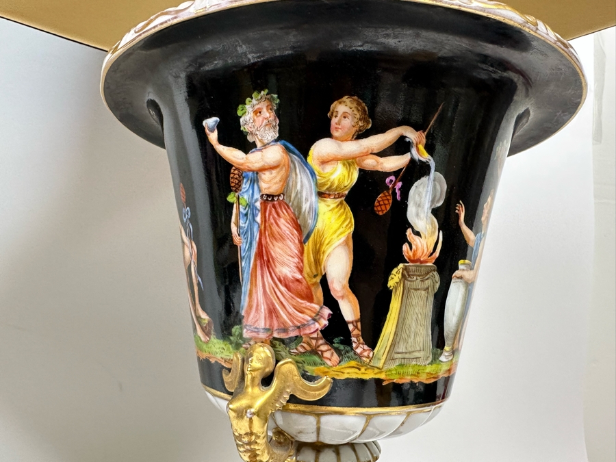 Pair Of Vintage Hand Painted Porcelain Urn Lamps 32H [Photo 20]
